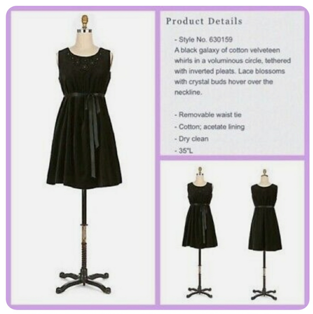 EUC Anthropologie - Lithe black velvet dress 10